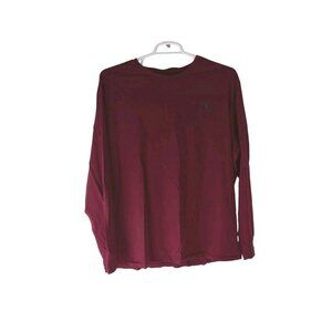 Polo Ralph Lauren Men's XXL Burgundy Basic T-shirt Green Pony Logo Long Sleeve